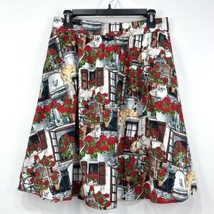 Retrolicious Skirt Womens M Crazy Cat Lady Floral Kitten AOP Art To Wear Pockets
